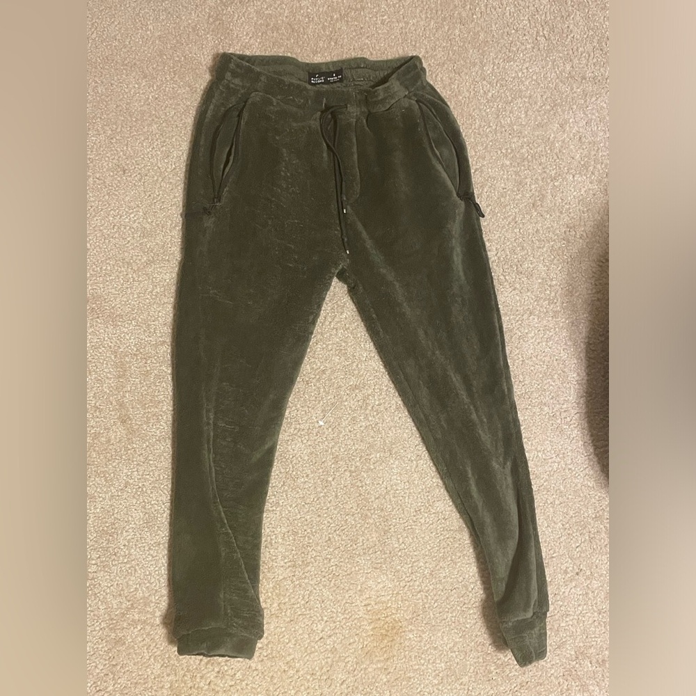 fuzzy green public record standard fit sweatpants